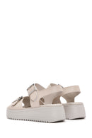Women's Cream Thick-Soled Comfort Sandals with Ankle Strap | Derimod