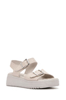 Women's Cream Thick-Soled Comfort Sandals with Ankle Strap | Derimod