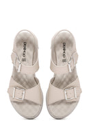 Women's Cream Thick-Soled Comfort Sandals with Ankle Strap | Derimod