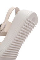 Women's Cream Thick-Soled Comfort Sandals with Ankle Strap | Derimod