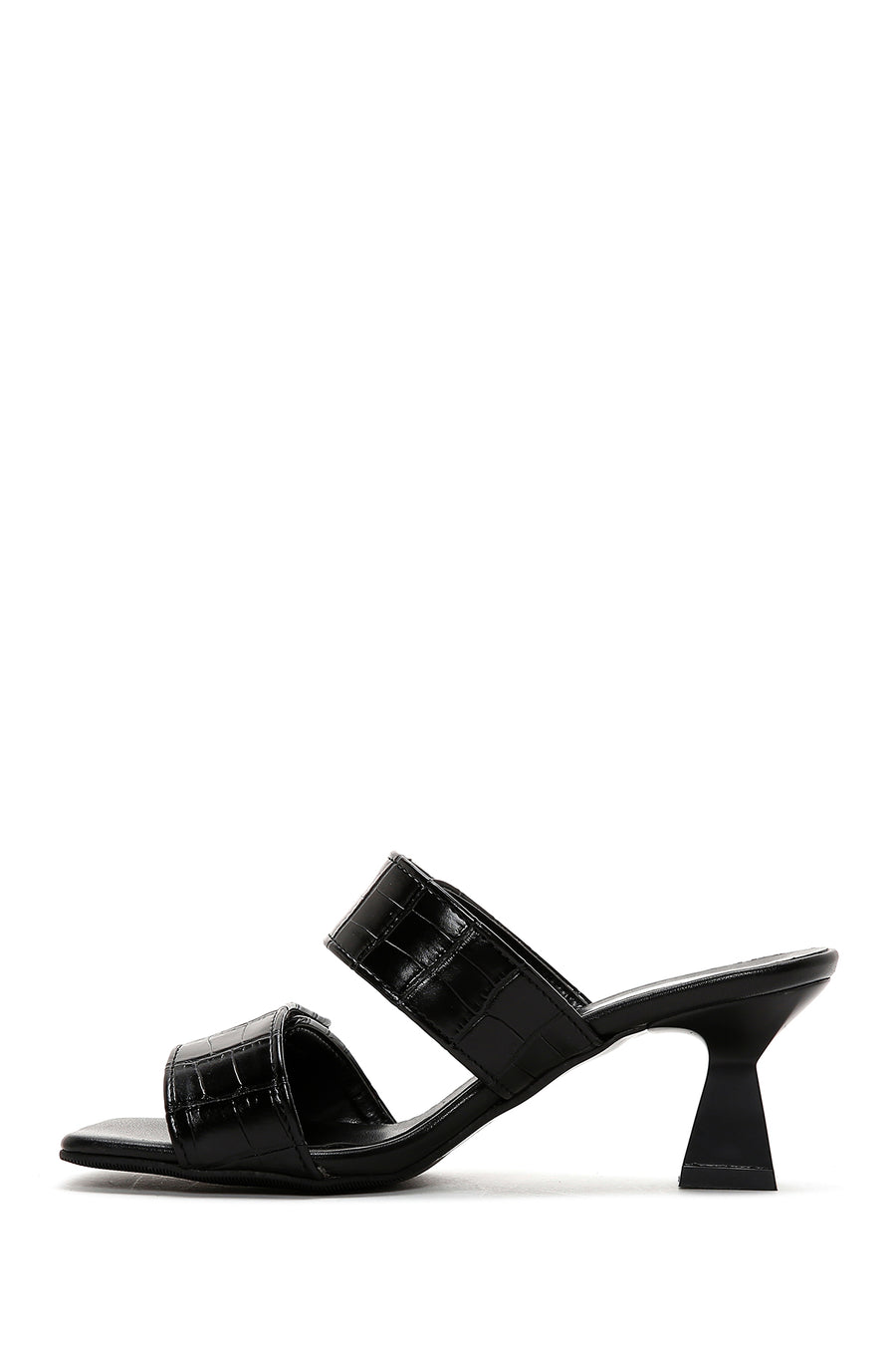 Women's Black Thin Heeled Slippers