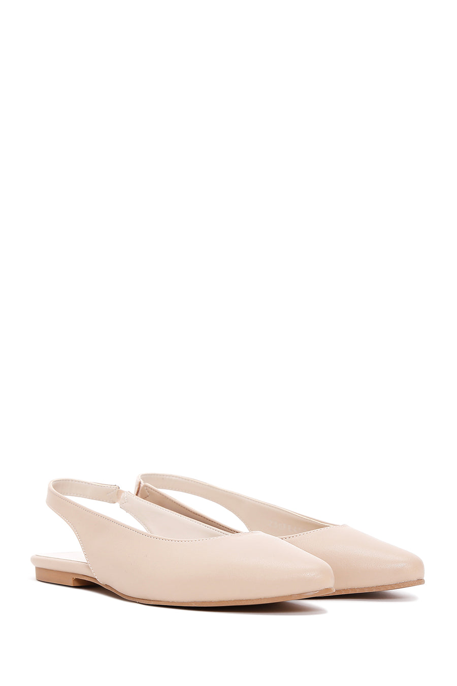 Women's Beige Open-Back Ballerinas