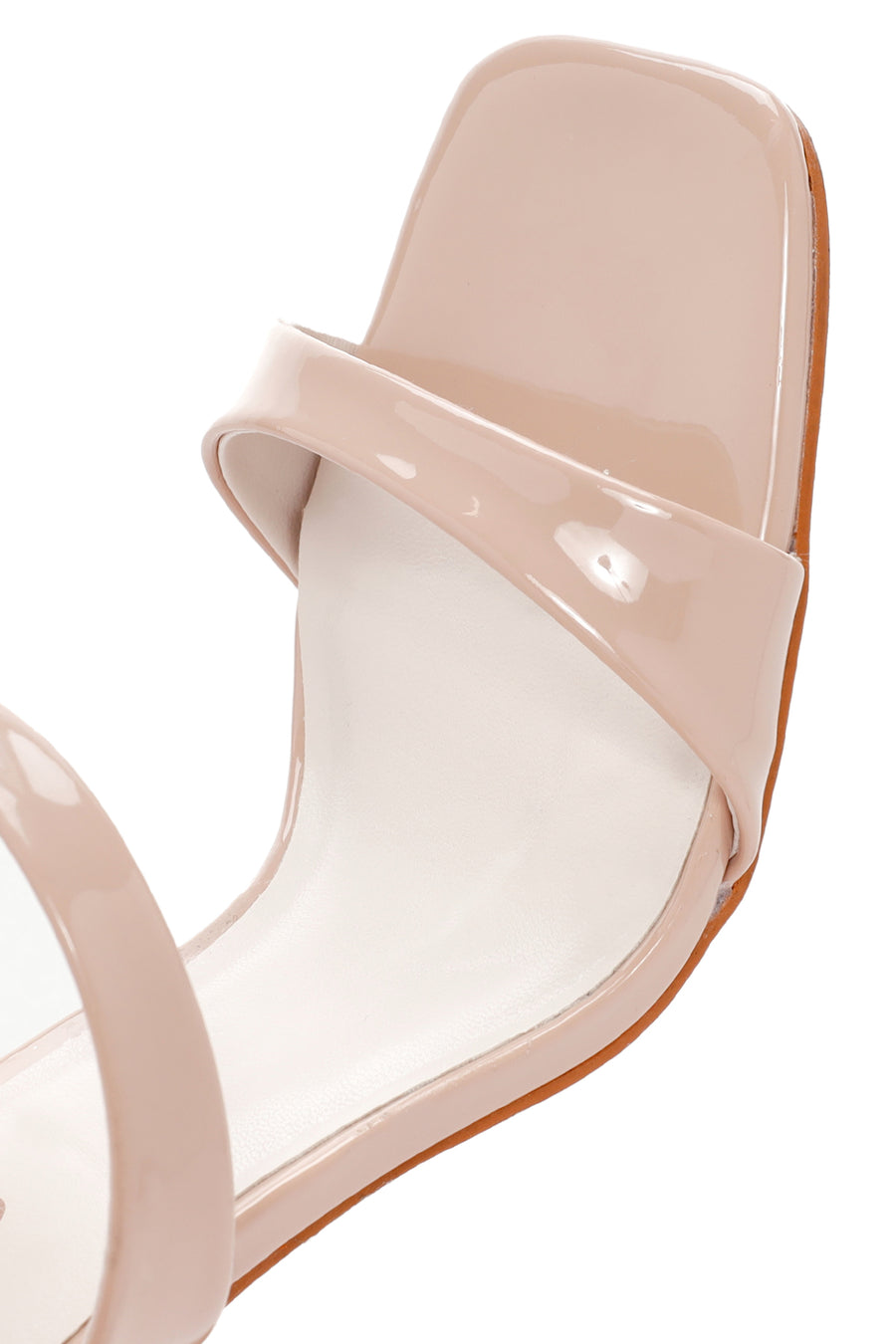 Women's Pink Heeled Patent Leather Slippers