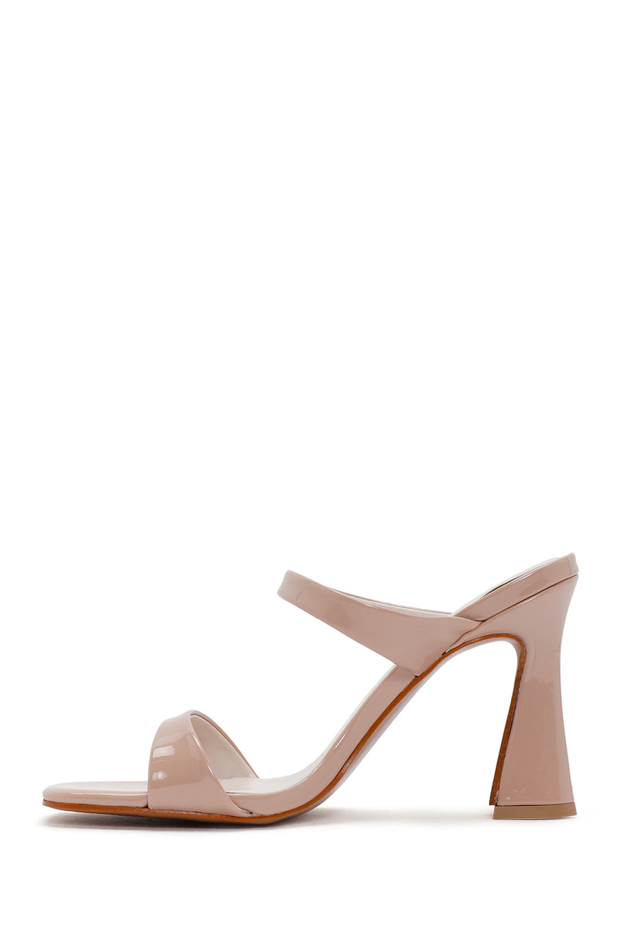 Women's Pink Heeled Patent Leather Slippers