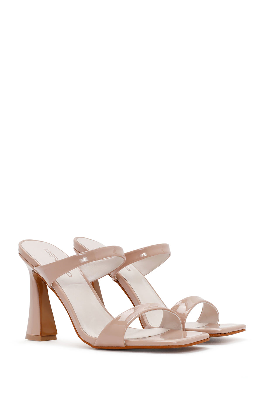 Women's Pink Heeled Patent Leather Slippers