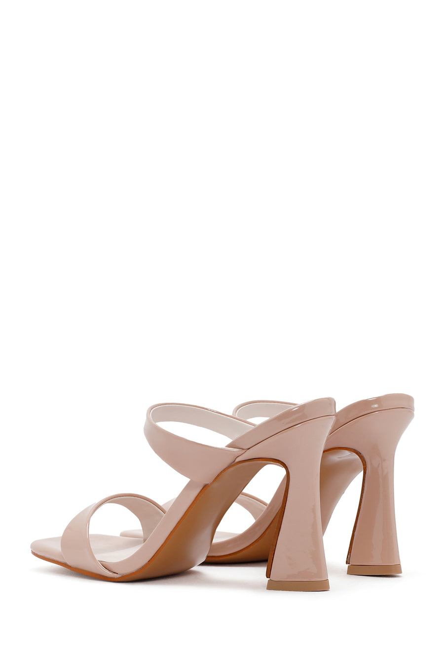 Women's Pink Heeled Patent Leather Slippers