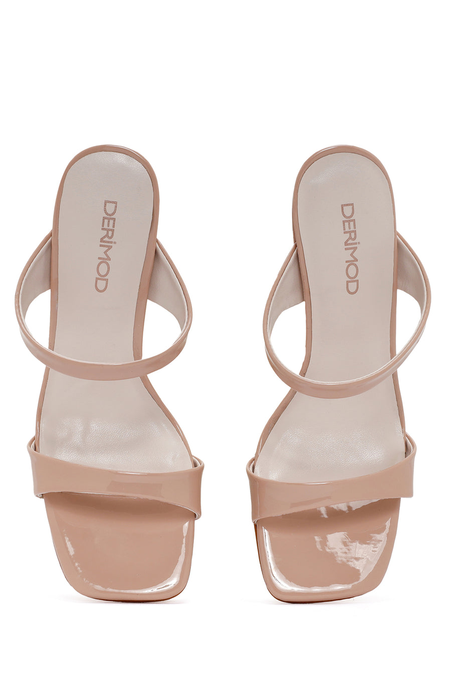 Women's Pink Heeled Patent Leather Slippers