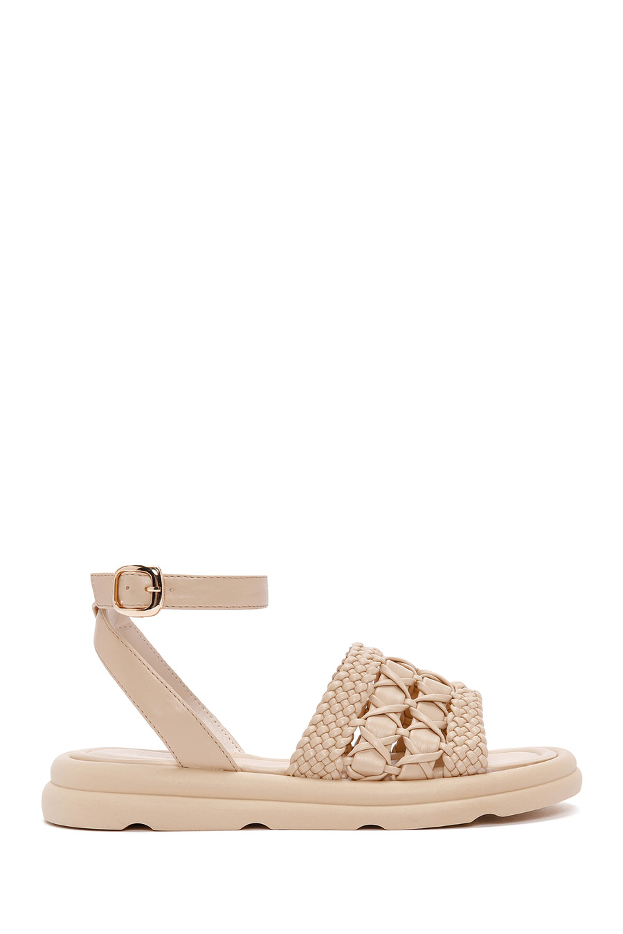 Women's Cream Ankle Strap Sandals