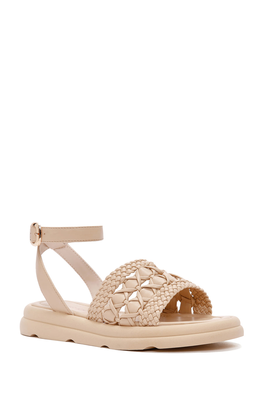 Women's Cream Ankle Strap Sandals