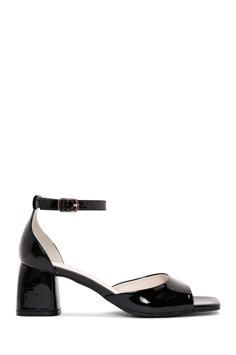 Women's Black Ankle Strap Heeled Patent Leather Shoes 24SFE401216 | Derimod