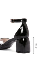 Women's Black Ankle Strap Heeled Patent Leather Shoes | Derimod