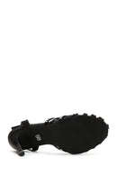 Women's Black Ankle Strap Stone Thin Heel Sandals | Derimod