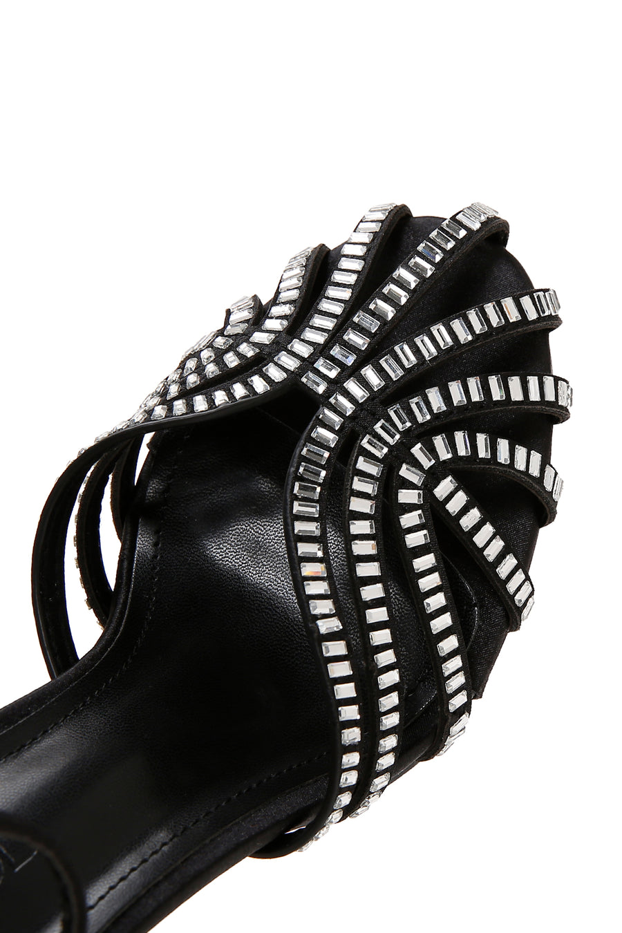 Women's Black Ankle Strap Stone Thin Heel Sandals