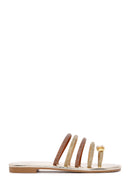 Women's Gold Stone Flip Flops | Derimod