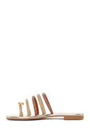Women's Gold Stone Flip Flops | Derimod