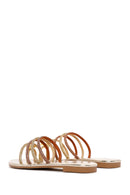 Women's Gold Stone Flip Flops | Derimod