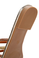 Women's Gold Stone Flip Flops | Derimod