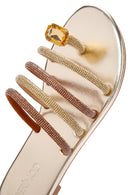 Women's Gold Stone Flip Flops | Derimod