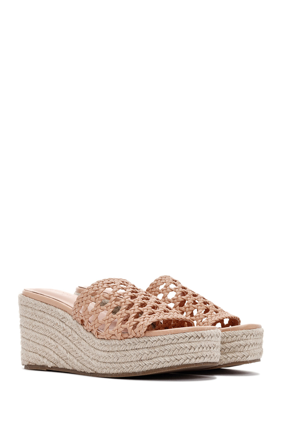 Women's Beige Wedge Heeled Slippers