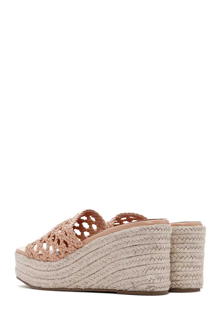 Women's Beige Wedge Heeled Slippers