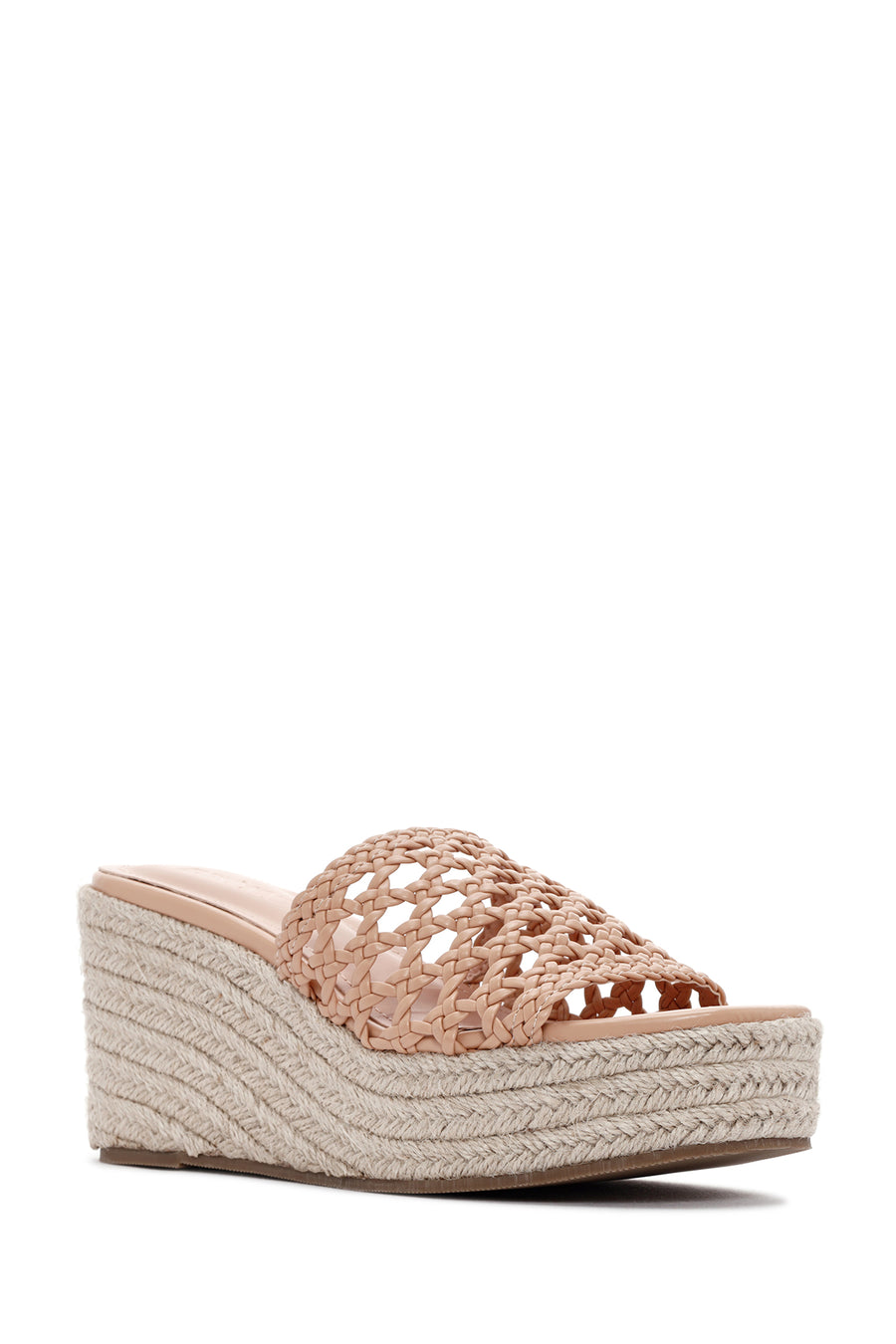 Women's Beige Wedge Heeled Slippers