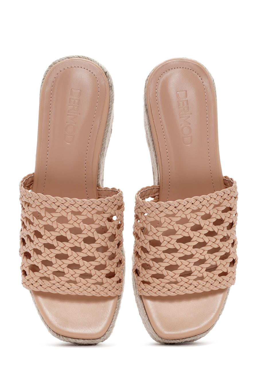 Women's Beige Wedge Heeled Slippers
