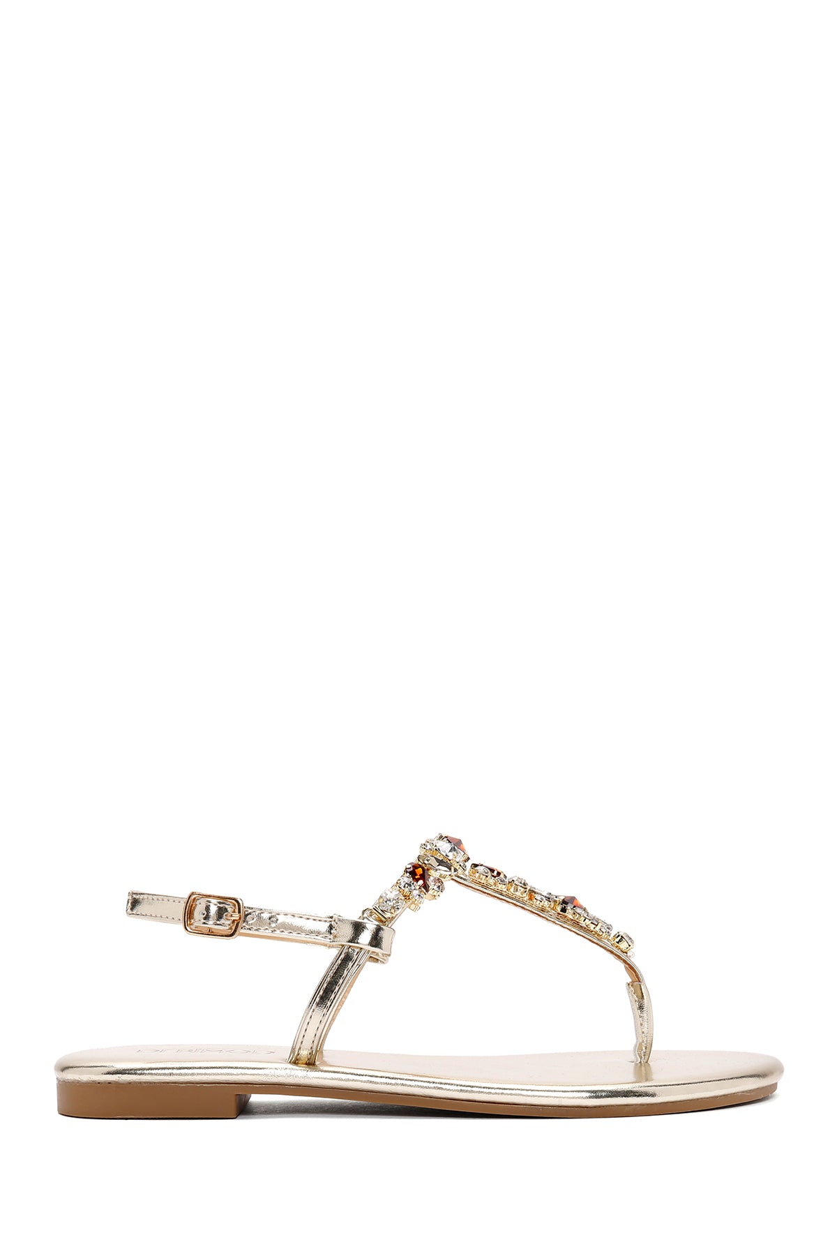 Women's Gold Ankle Strap Stone Sandals 24SFE451814 | Derimod