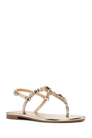 Women's Gold Ankle Strap Stone Sandals | Derimod