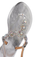 Women's Silver Ankle Strap Stone Sandals | Derimod