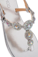 Women's Silver Ankle Strap Stone Sandals | Derimod