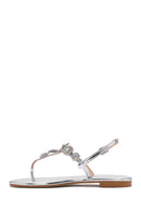 Women's Silver Ankle Strap Stone Sandals | Derimod