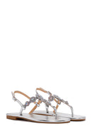 Women's Silver Ankle Strap Stone Sandals | Derimod