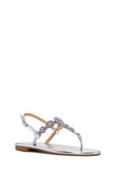Women's Silver Ankle Strap Stone Sandals | Derimod