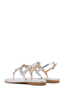 Women's Silver Ankle Strap Stone Sandals | Derimod