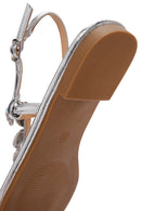 Women's Silver Ankle Strap Stone Sandals | Derimod