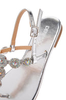 Women's Silver Ankle Strap Stone Sandals | Derimod