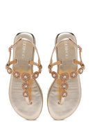 Women's Gold Ankle Strap Stone Sandals | Derimod