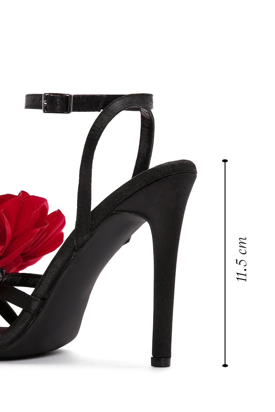 Women's Black Ankle Strap Accessory Detailed Thin Heel Sandals