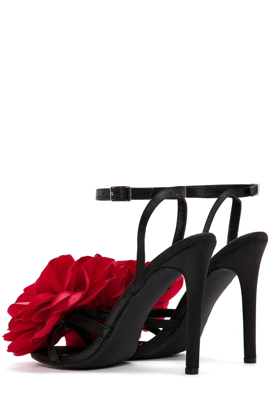 Women's Black Ankle Strap Accessory Detailed Thin Heel Sandals