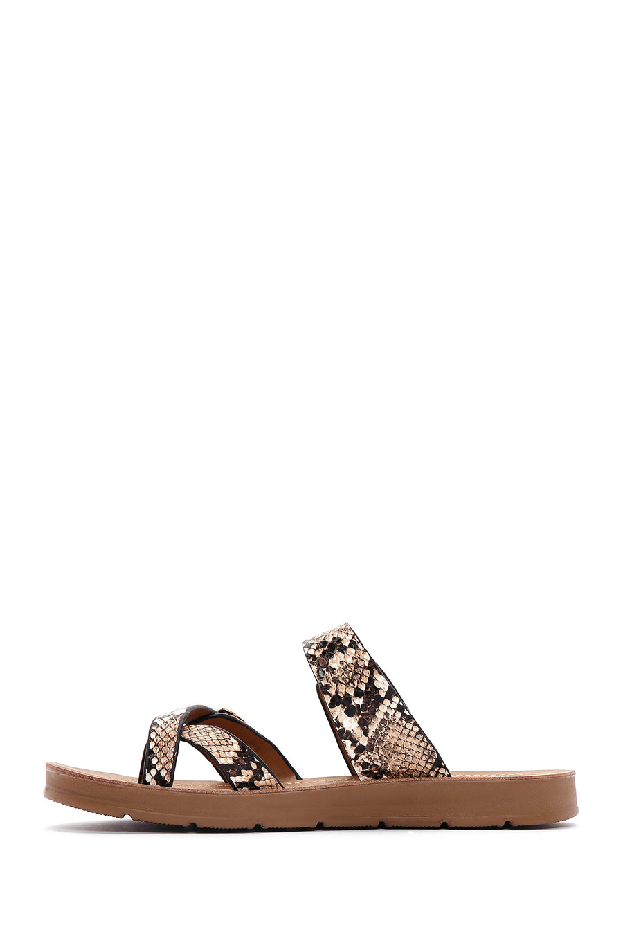 Women's Brown Double Buckle Flip Flops
