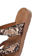 Women's Brown Double Buckle Flip Flops | Derimod