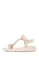 Women's Beige Ankle Strap Stone Sandals | Derimod