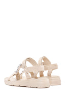 Women's Beige Ankle Strap Stone Sandals | Derimod