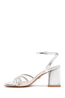 Women's Silver Ankle Strap Heeled Sandals | Derimod