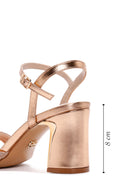 Women's Pink Ankle Strap Stone Heeled Sandals | Derimod