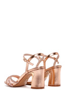 Women's Pink Ankle Strap Stone Heeled Sandals | Derimod