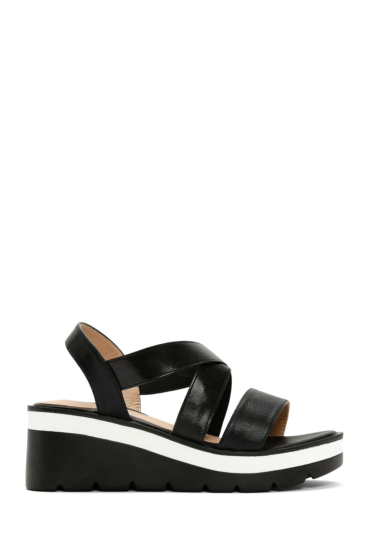 Women's Black Wedge Heeled Sandals 24SFE474114 | Derimod