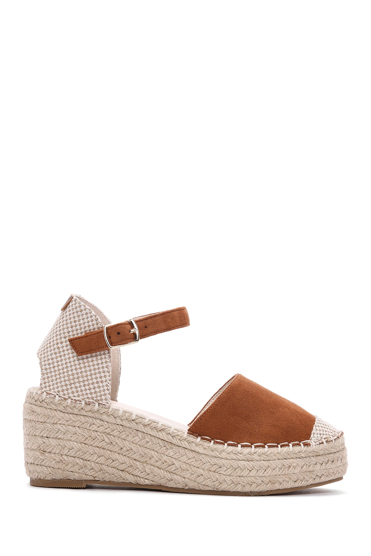 Women's Tan Ankle Strap Wedge Heeled Espadrille 24SFE474210 | Derimod