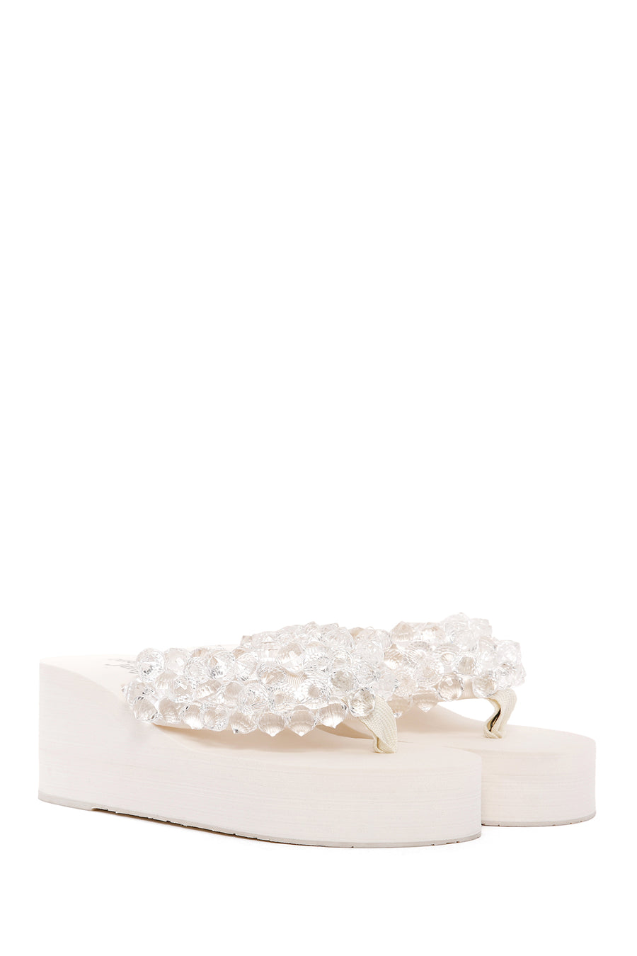 Women's White Jelly Filled Heeled Slippers