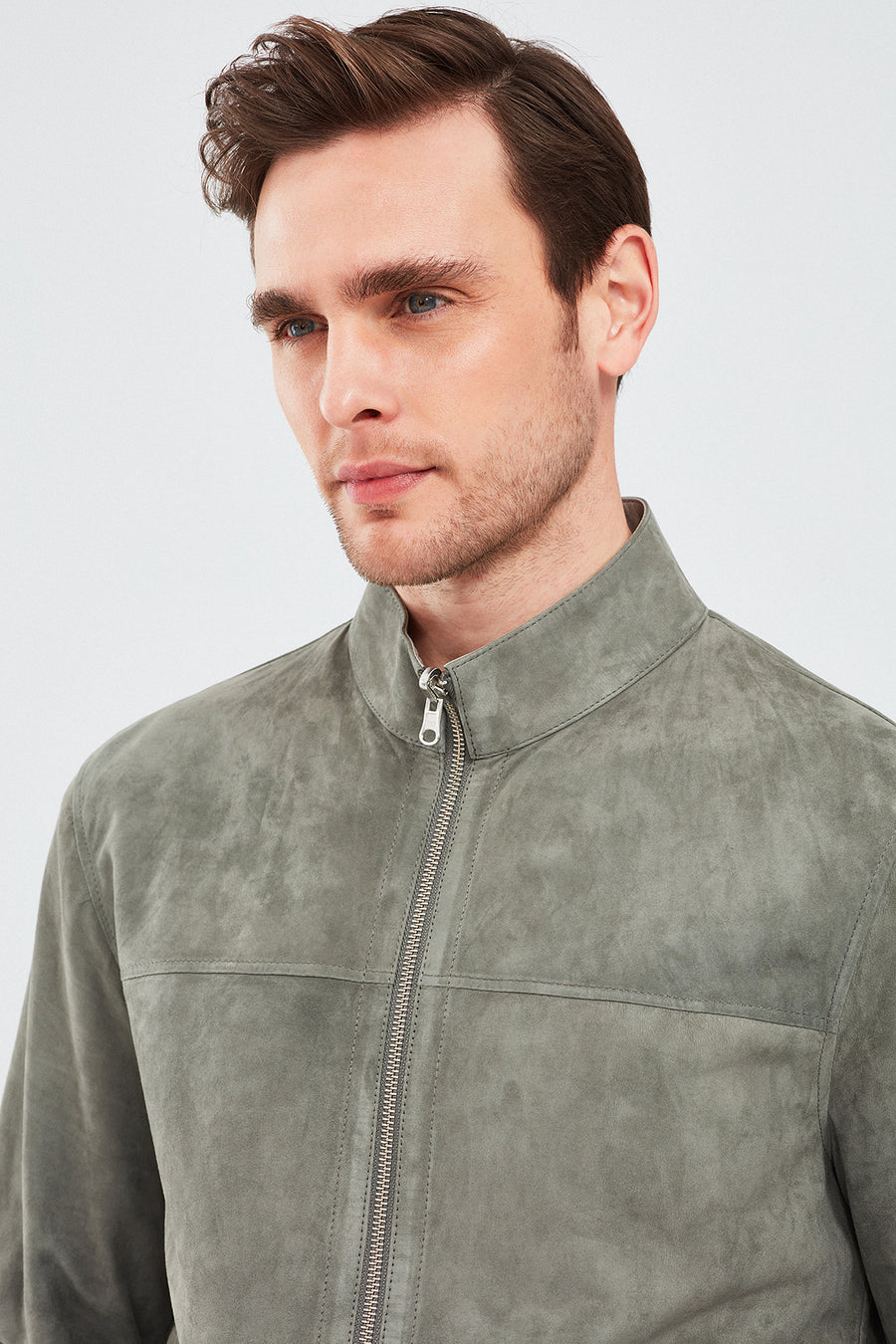 Rakitic Men's Green Double Sided Suede Leather Coat